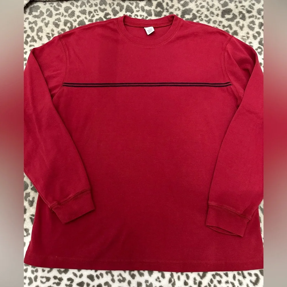 Y2K Gap Factory Store Long Sleeve Chest Stripe Tee in Red Size Large Men’s - Picture 5 of 15